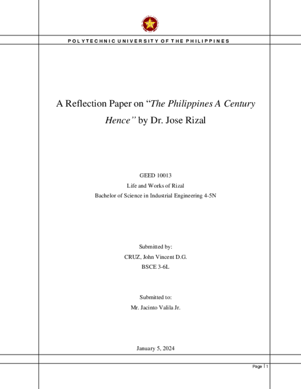 (PDF) Activity 6: A Reflection Paper on “The Philippines A Century ...