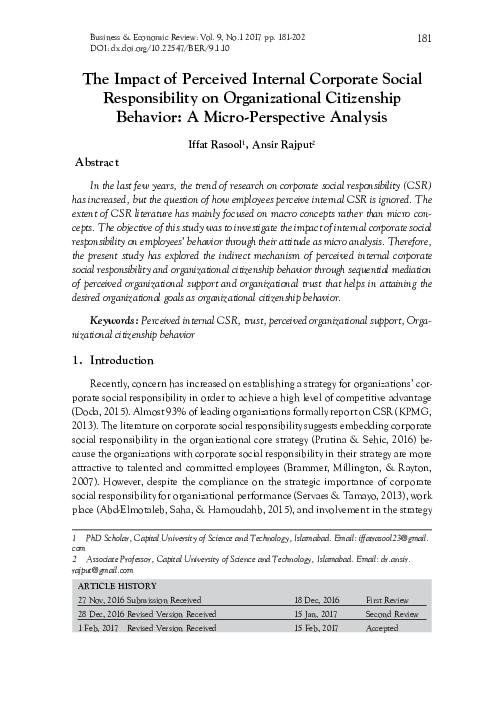 (PDF) The Impact of Perceived Internal Corporate Social Responsibility ...