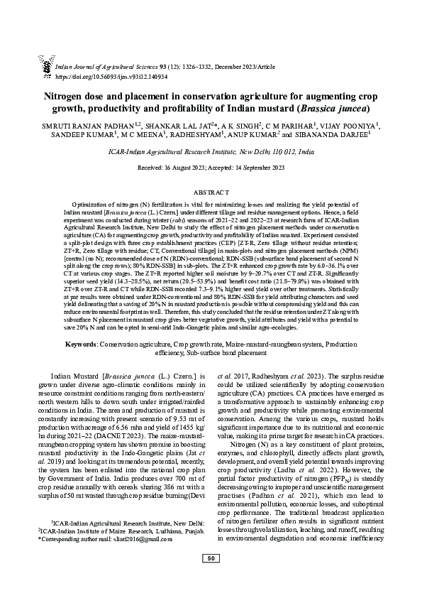 (PDF) Nitrogen dose and placement in conservation agriculture for ...