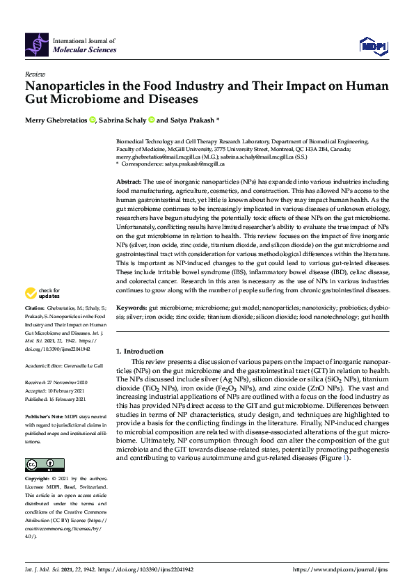 (PDF) Nanoparticles in the Food Industry and Their Impact on Human Gut ...