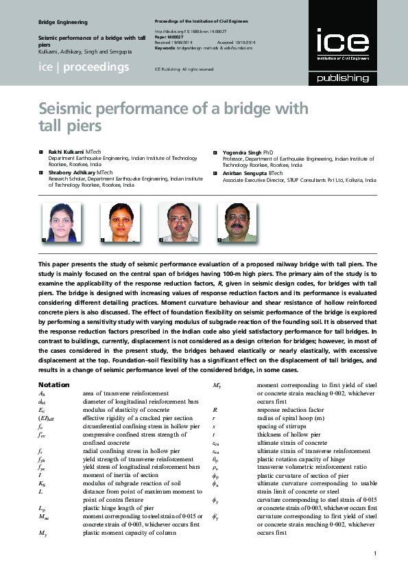 (PDF) Seismic performance of a bridge with tall piers
