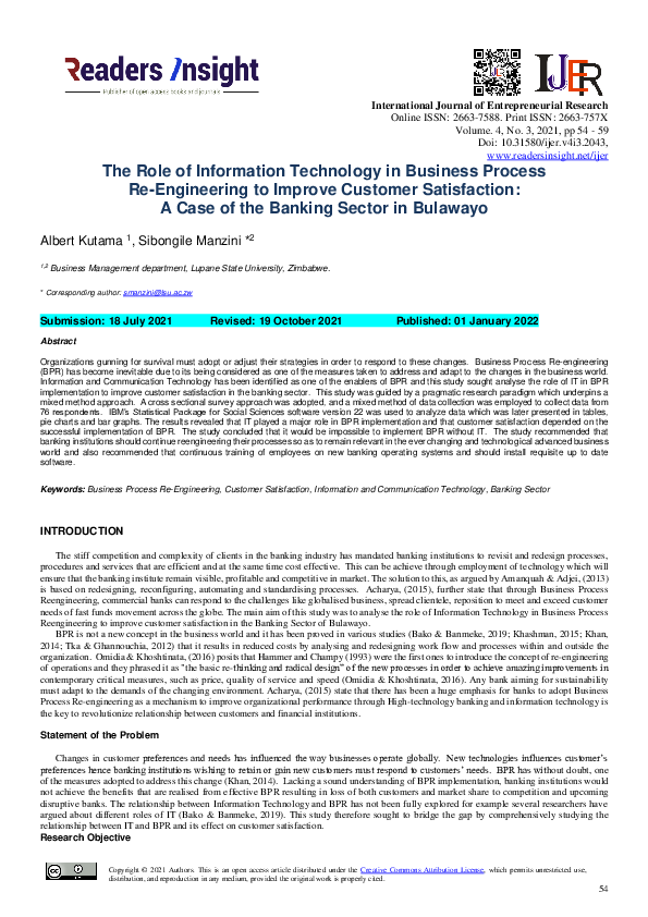 (PDF) The Role of information technology in business process re ...
