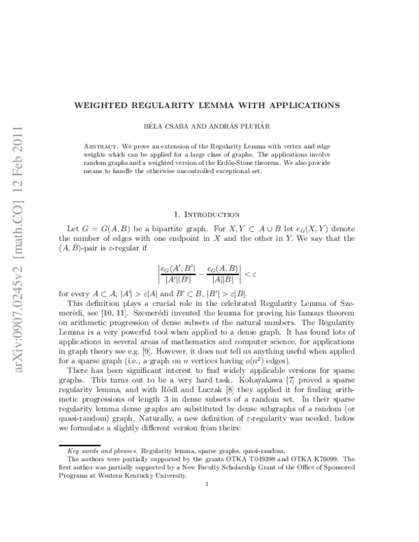(PDF) Weighted Regularity Lemma with Applications