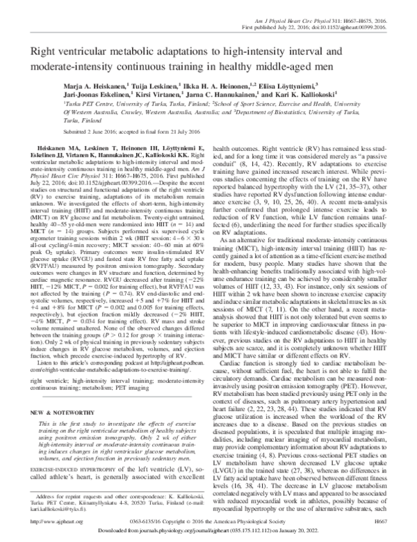 (PDF) Right ventricular metabolic adaptations to high-intensity ...