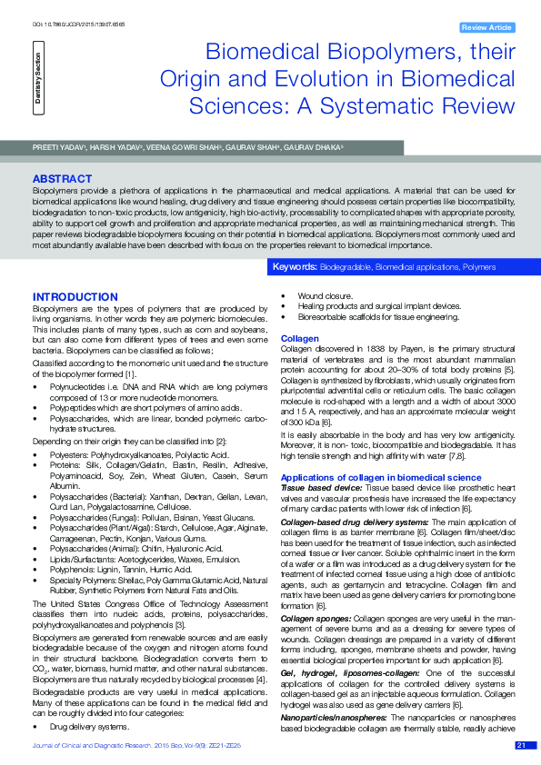 (PDF) Biomedical Biopolymers, their Origin and Evolution in Biomedical ...