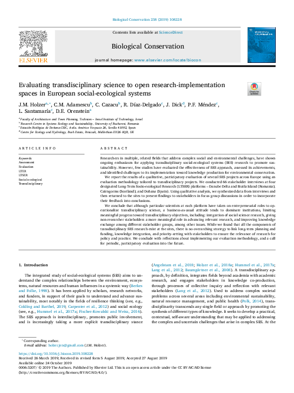 (PDF) Evaluating transdisciplinary science to open research ...