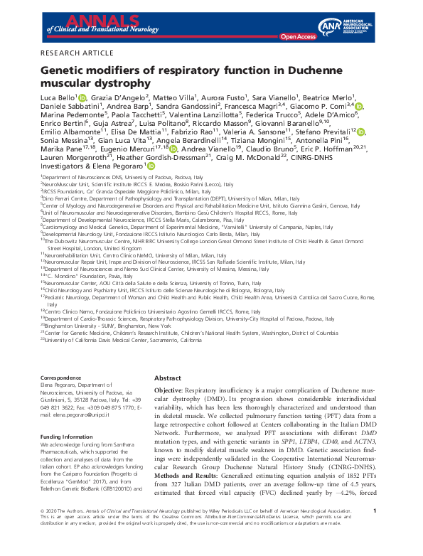 (PDF) Genetic modifiers of respiratory function in Duchenne muscular ...