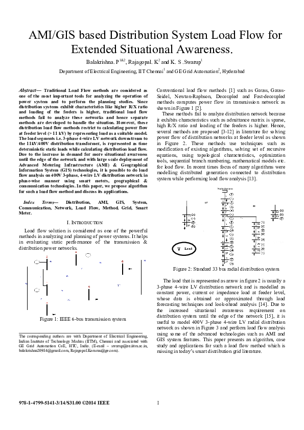 (PDF) AMI/GIS based distribution system load flow for extended ...