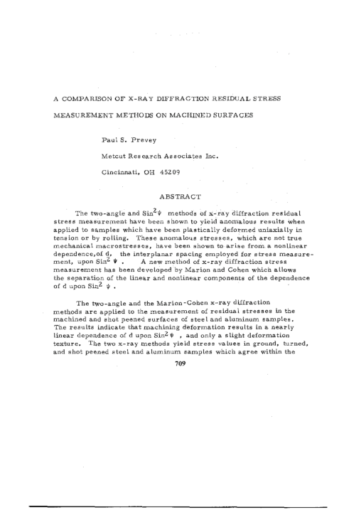 (PDF) A Comparison of X-Ray Diffraction Residual Stress Measurement ...
