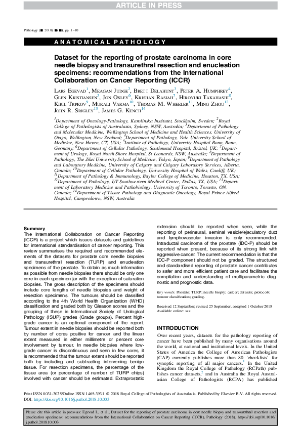 (PDF) Dataset for the reporting of prostate carcinoma in radical ...