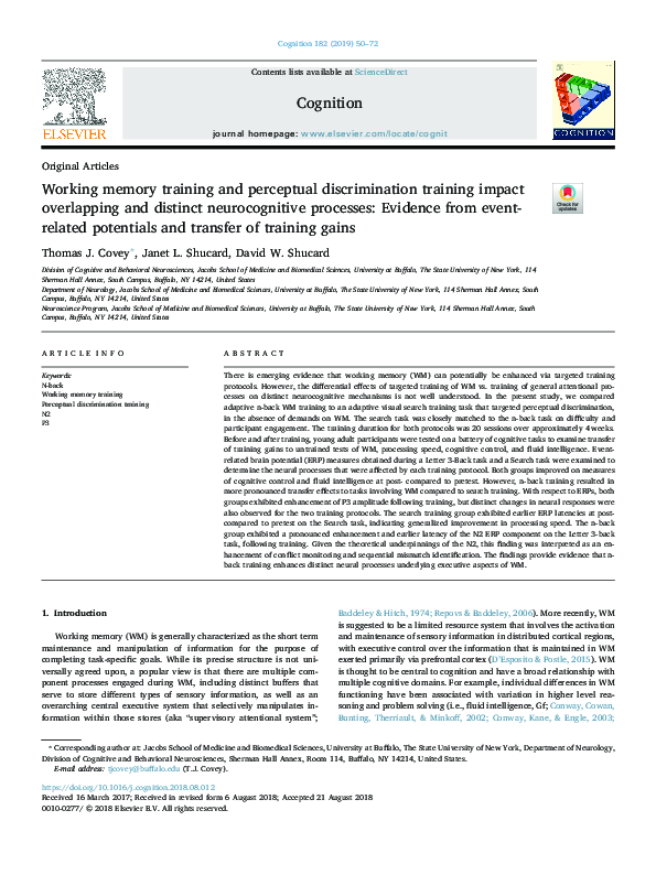 (PDF) Working memory training and perceptual discrimination training ...