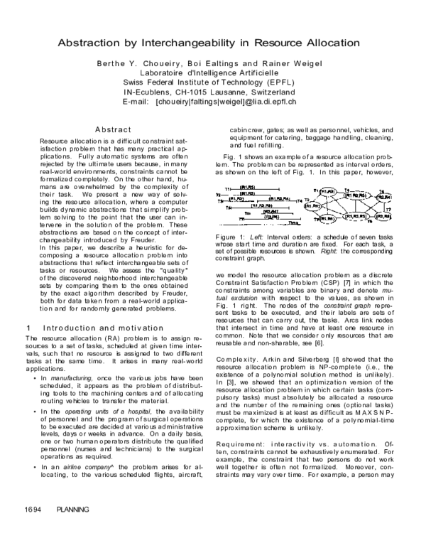 (PDF) Abstraction by interchangeability in resource allocation