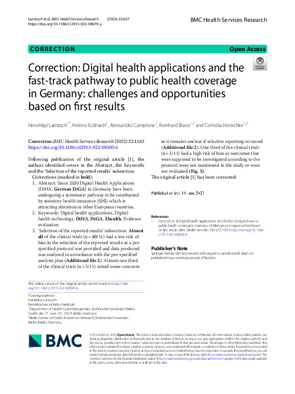 (PDF) Correction: Digital health applications and the fast-track ...
