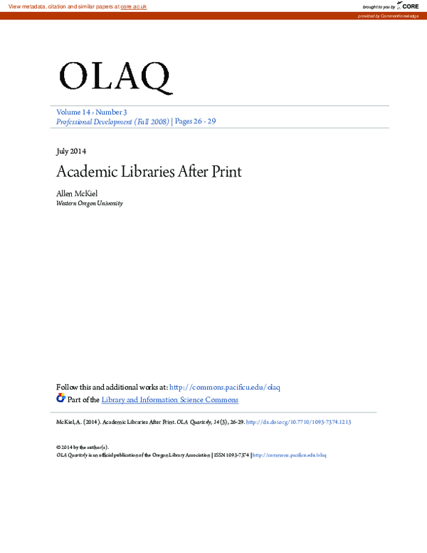 (PDF) Academic Libraries After Print