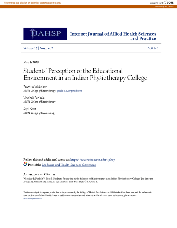 (PDF) Students\u27 Perception of the Educational Environment in an ...