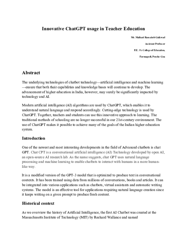 (DOC) Innovative ChatGPT usage in Teacher Education
