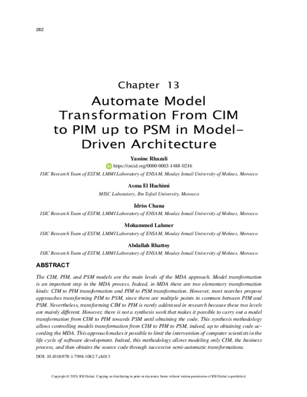 (PDF) Automate Model Transformation From CIM to PIM up to PSM in Model ...