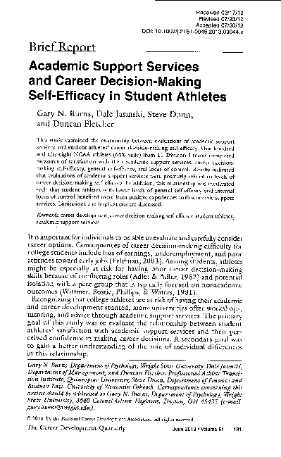 (PDF) Academic Support Services and Career Decision-Making Self ...