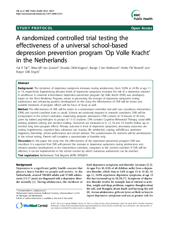 (PDF) A randomized controlled trial testing the effectiveness of a ...