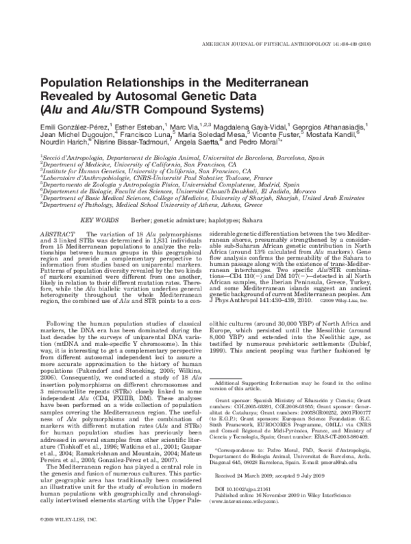 (PDF) Population relationships in the Mediterranean revealed by ...