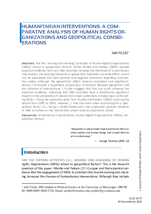 (PDF) Humanitarian Interventions: A Comparative Analysis of Human ...