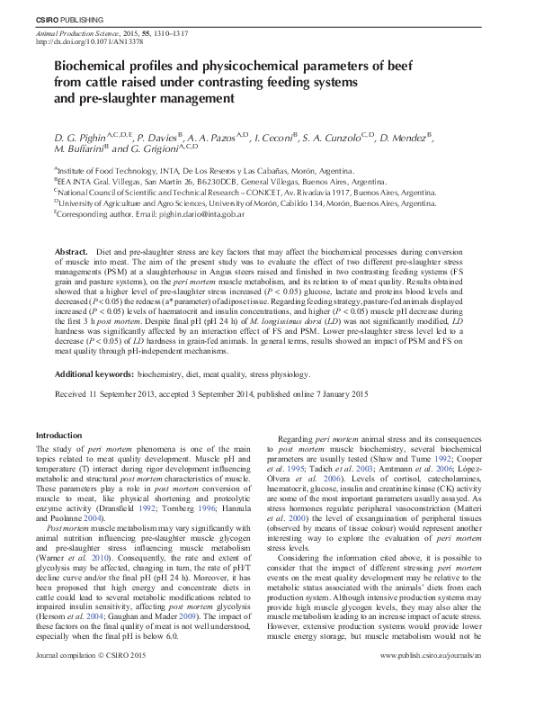 (PDF) Biochemical profiles and physicochemical parameters of beef from ...