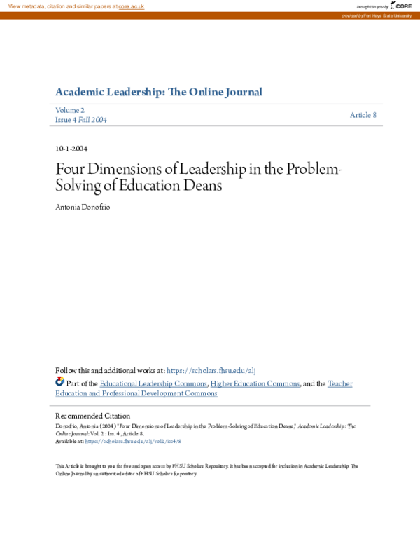 (PDF) Four Dimensions of Leadership in the Problem-Solving of Education ...