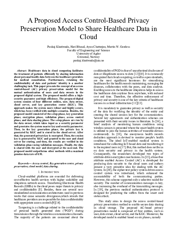 (PDF) A Proposed Access Control-Based Privacy Preservation Model to ...