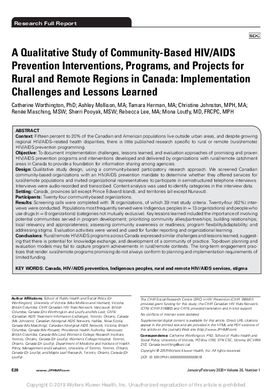 (PDF) A Qualitative Study of Community-Based HIV/AIDS Prevention ...