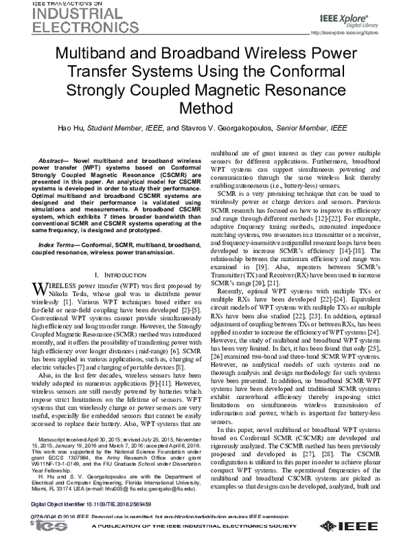 (PDF) Multiband and Broadband Wireless Power Transfer Systems Using the ...