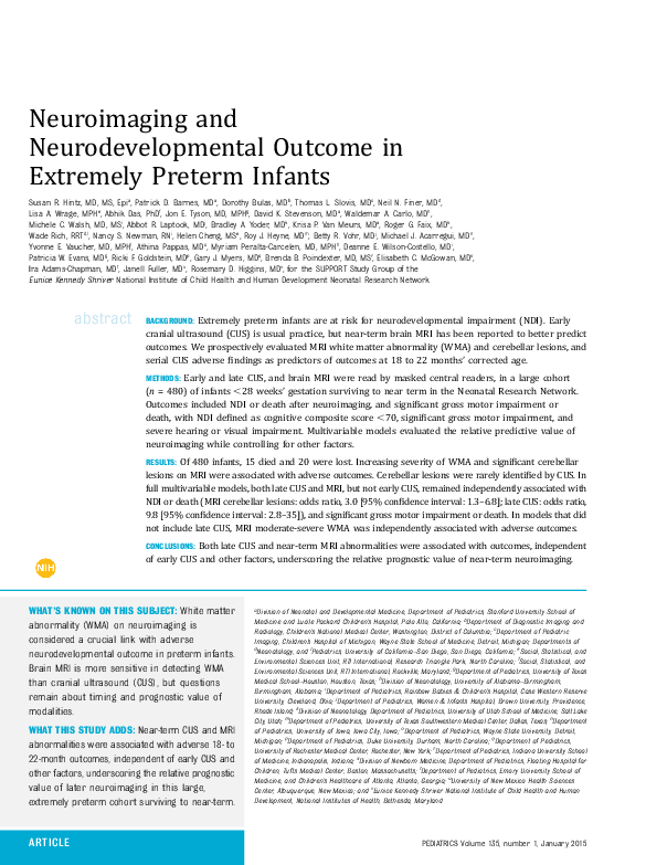 (PDF) Neuroimaging and Neurodevelopmental Outcome in Extremely Preterm ...