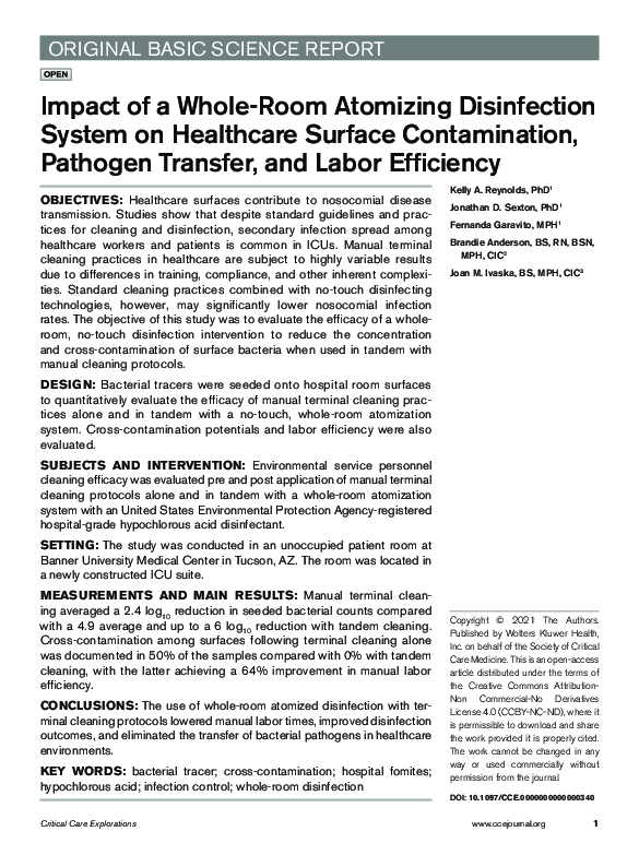 (PDF) Impact of a Whole-Room Atomizing Disinfection System on ...