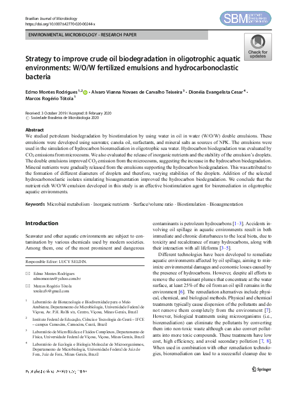 (PDF) Strategy to improve crude oil biodegradation in oligotrophic ...