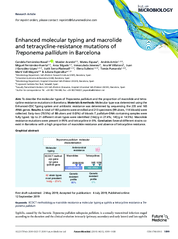 (PDF) Enhanced molecular typing and macrolide and tetracycline ...
