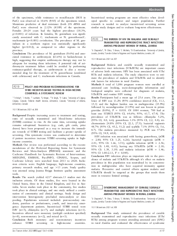 (PDF) P220 The burden of HIV on malaria and sexually transmitted and ...