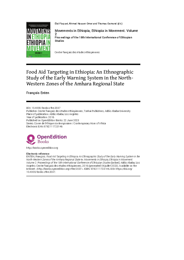 (PDF) Food Aid Targeting in Ethiopia An Ethnographic Study of the