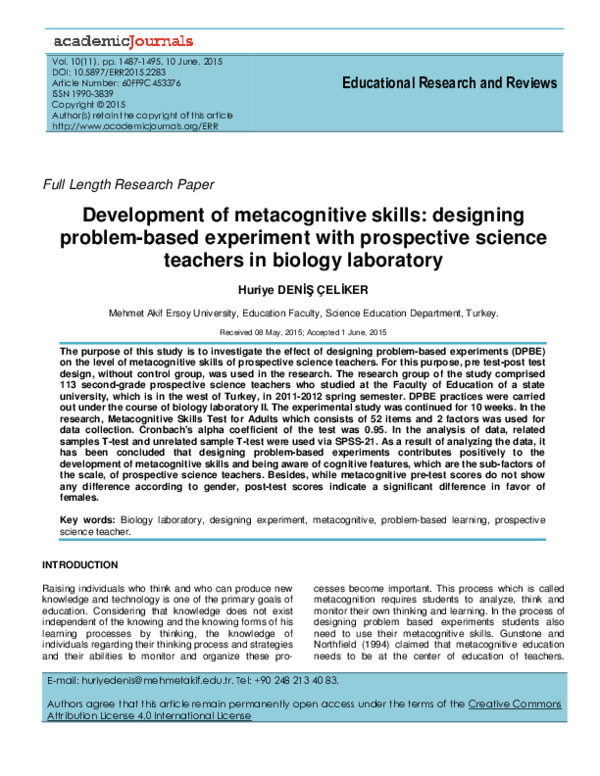 (PDF) Development of metacognitive skills: designing problem-based ...