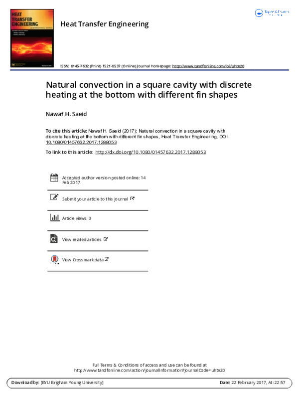 (PDF) Natural Convection in a Square Cavity with Discrete Heating at ...
