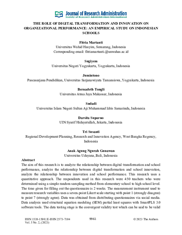 (PDF) THE ROLE OF DIGITAL TRANSFORMATION AND INNOVATION ON ...