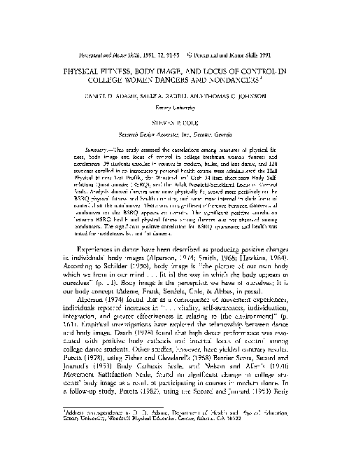 (PDF) Physical Fitness, Body Image, and Locus of Control in College ...