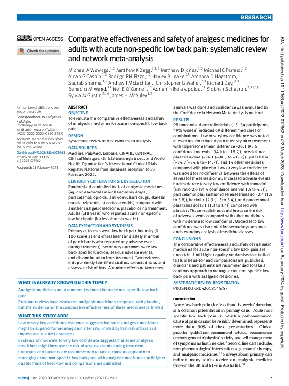 (PDF) Comparative effectiveness and safety of analgesic medicines for ...