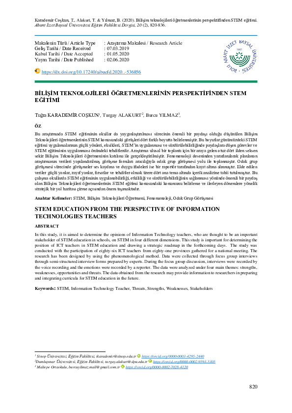 (PDF) Bi̇li̇şi̇m Teknoloji̇leri̇ Öğretmenleri̇ni̇n Perspekti̇fi̇nden ...