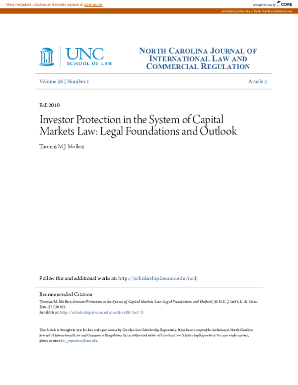 (PDF) Investor Protection in the System of Capital Markets Law: Legal ...