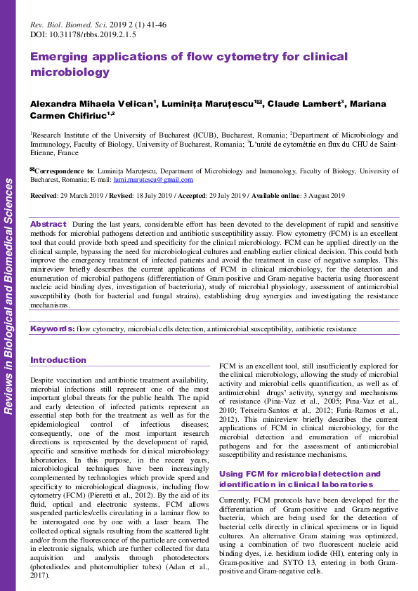 (PDF) Emerging applications of flow cytometry for clinical microbiology