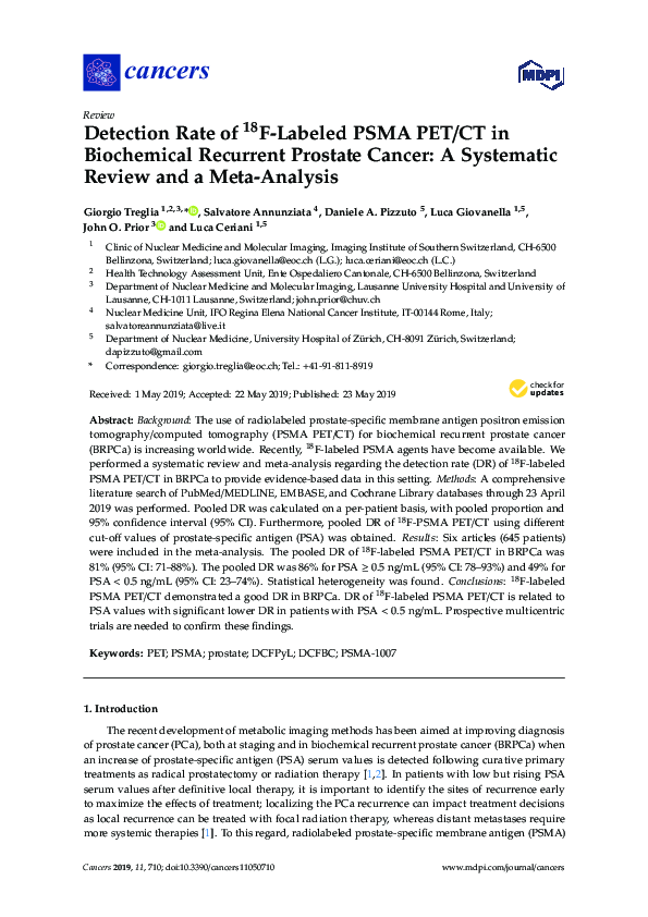 (PDF) Detection Rate of 18F-Labeled PSMA PET/CT in Biochemical ...