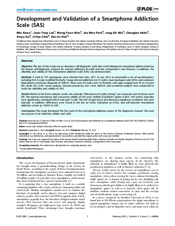 (PDF) Development and validation of the smartphone addiction risk ...