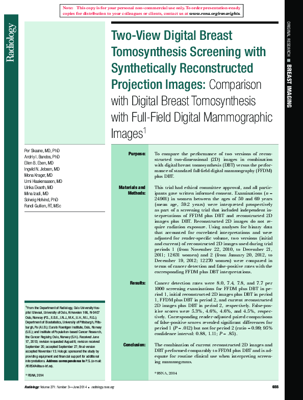 (PDF) Two-View Digital Breast Tomosynthesis Screening with ...