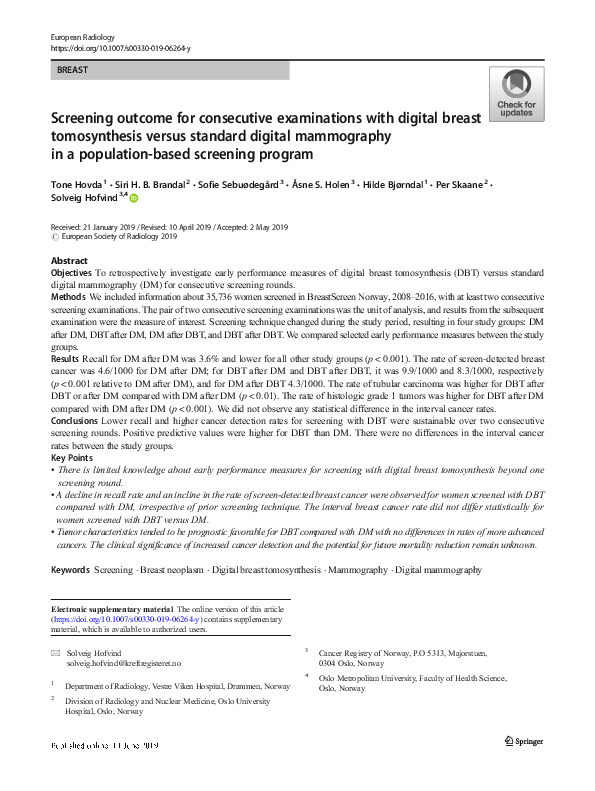 (PDF) Screening outcome for consecutive examinations with digital ...
