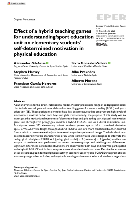 (PDF) Effect of a hybrid teaching games for understanding/sport ...