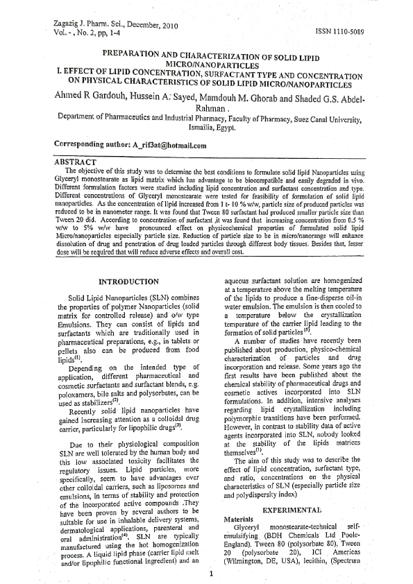 (PDF) Preparation and Characterization of Solid Lipid Micro ...